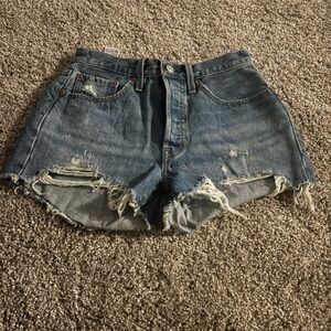 levi’s button fly Distressed Denim Shorts